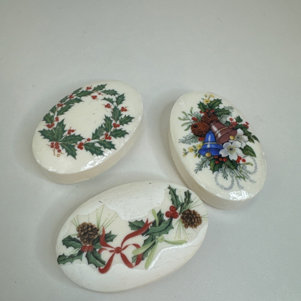 Vintage 3 Lasting Impressions Picture Art Bar Soap - Floral Designs